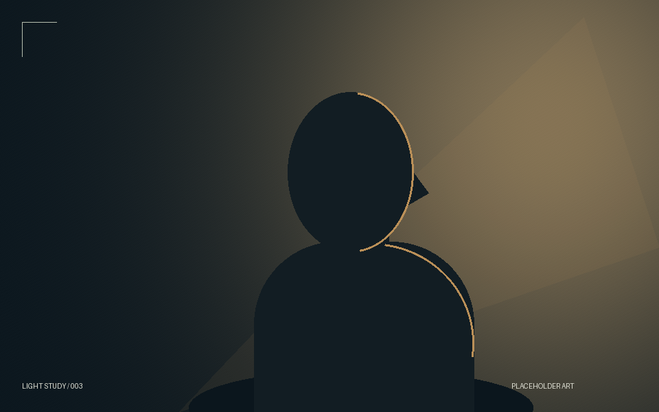 Abstract lighting study with a silhouetted subject; illustrative placeholder.