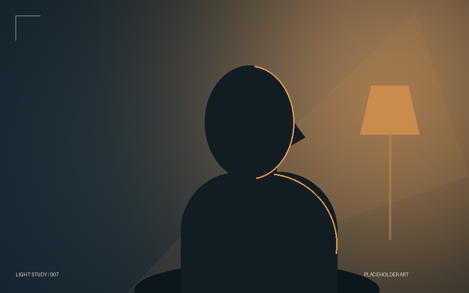 Abstract lighting study with a silhouetted subject; illustrative placeholder.
