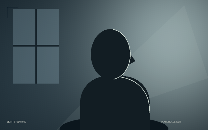 Abstract lighting study with a silhouetted subject; illustrative placeholder.