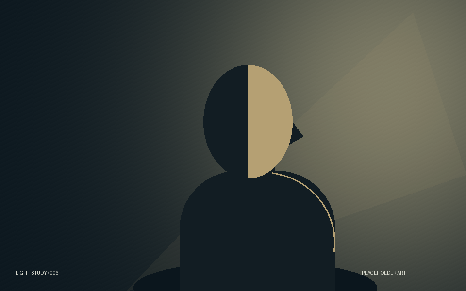 Abstract lighting study with a silhouetted subject; illustrative placeholder.